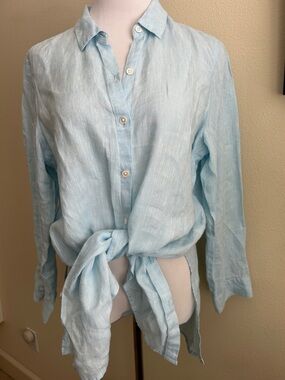 J. Jill Pale Blue Linen Blouse